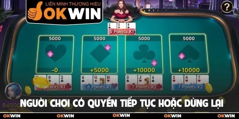 Người chơi có quyền tiếp tục hoặc dừng lại trong 1 ván